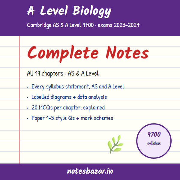 Cover of A Level Biology 9700 Complete Notes: All 19 Chapters, AS and A Level (Cambridge 2025–2027)