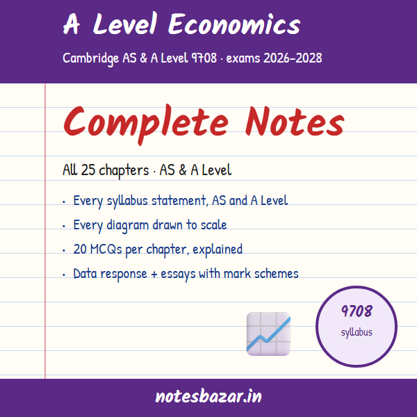 Cover of A Level Economics 9708 Complete Notes: All 25 Chapters, AS and A Level (Cambridge 2026–2028)