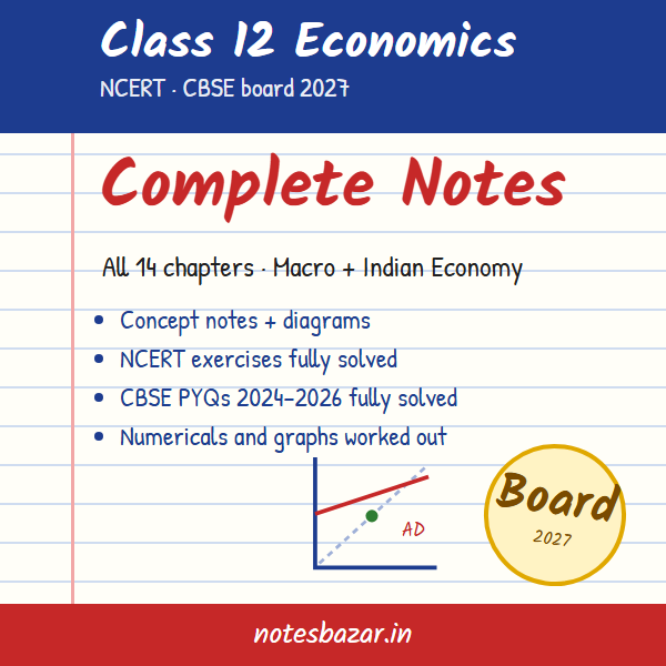 Cover of Complete Economics Notes for Class 12 (NCERT 2026-27, CBSE Board 2027)