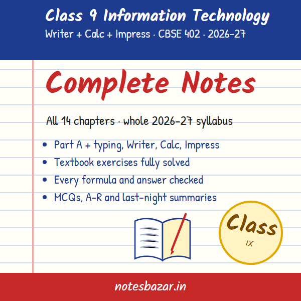 Cover of Complete Information Technology (402) Notes for Class 9 (CBSE 2026-27)