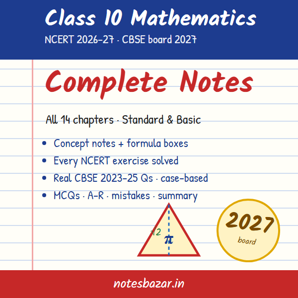Cover of Complete Maths Notes for Class 10 (NCERT 2026-27)
