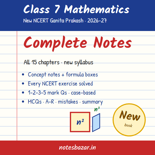 Cover of Complete Maths Notes for Class 7 (New NCERT Ganita Prakash 2026-27)