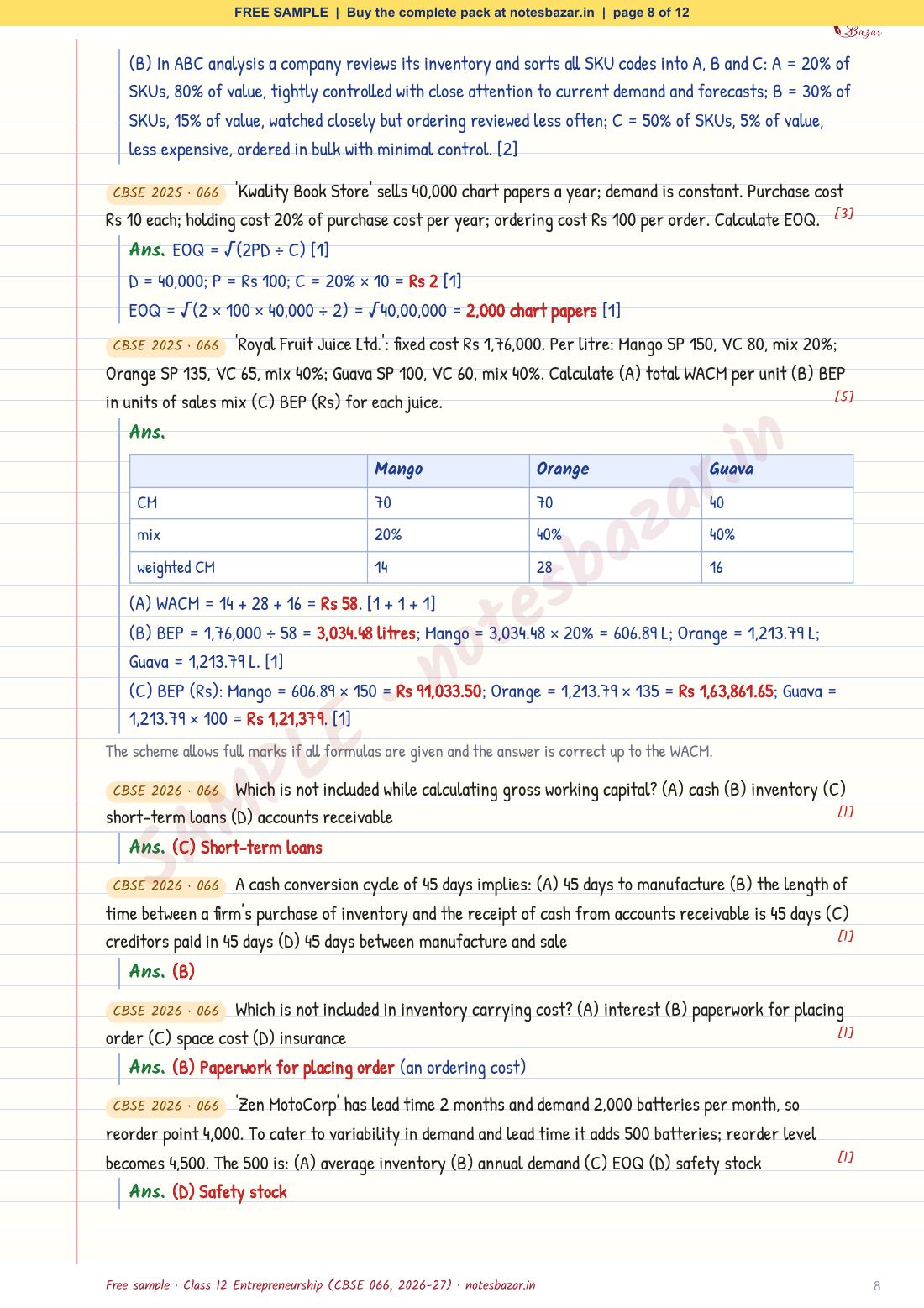 Sample page 8 of 12