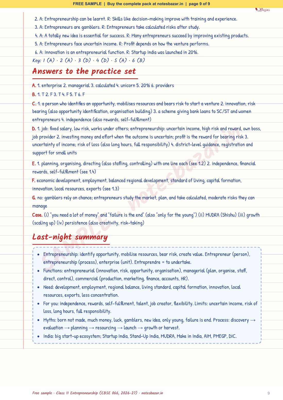 Sample page 9 of 9