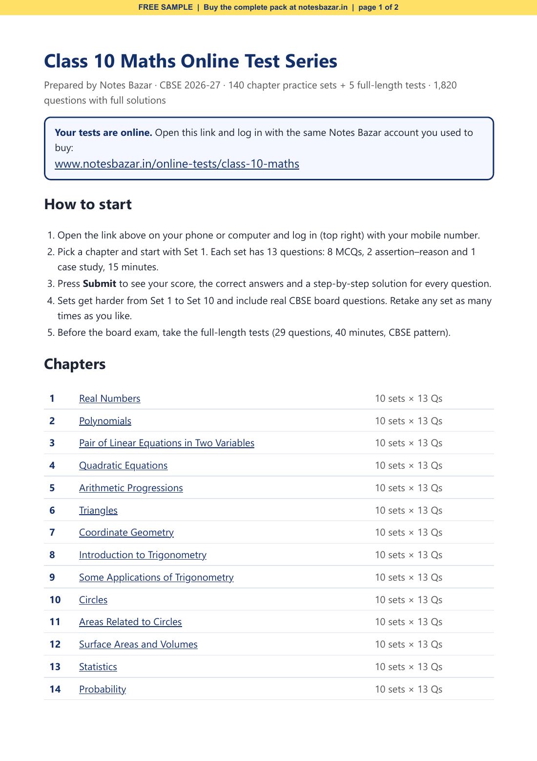Sample page 1 of 2
