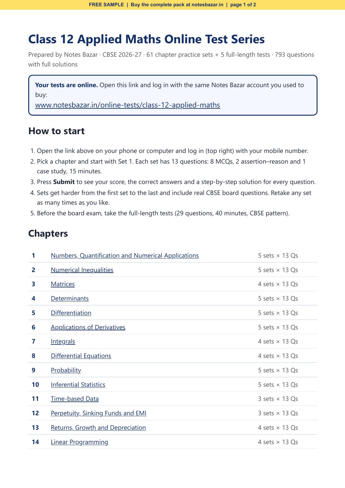 Sample page 1 of 2