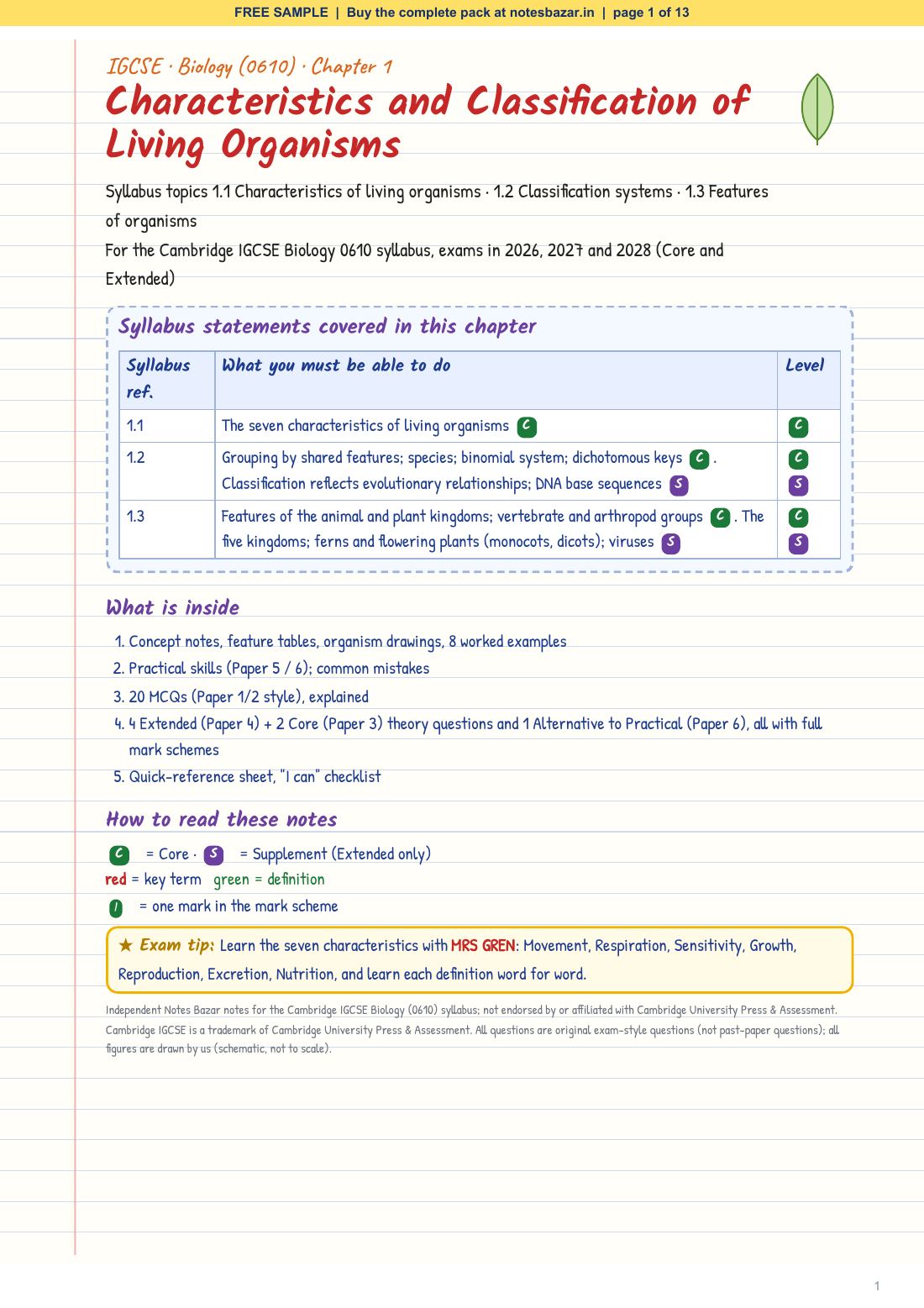 Sample page 1 of 13