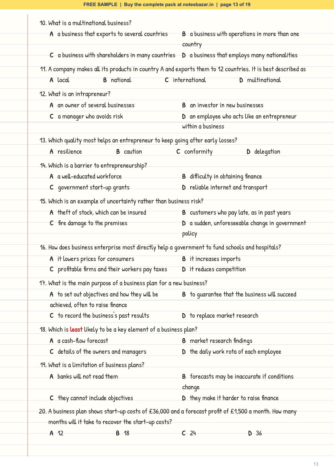 Sample page 13 of 19
