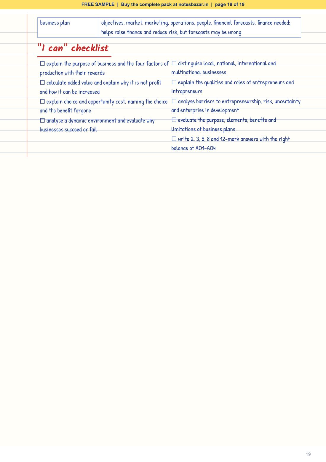Sample page 19 of 19