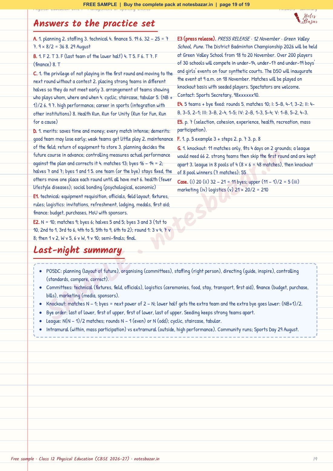 Sample page 19 of 19