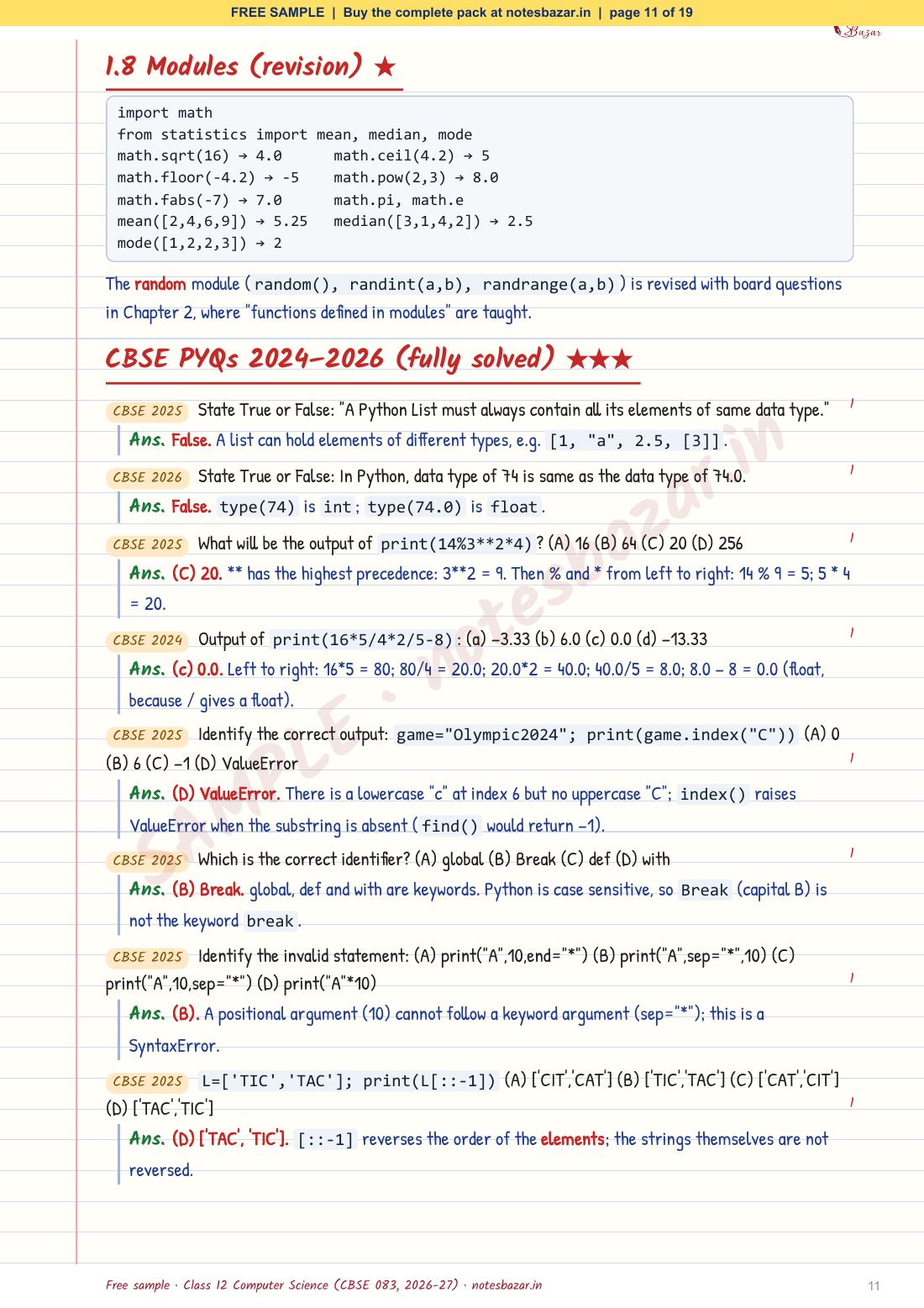 Sample page 11 of 19