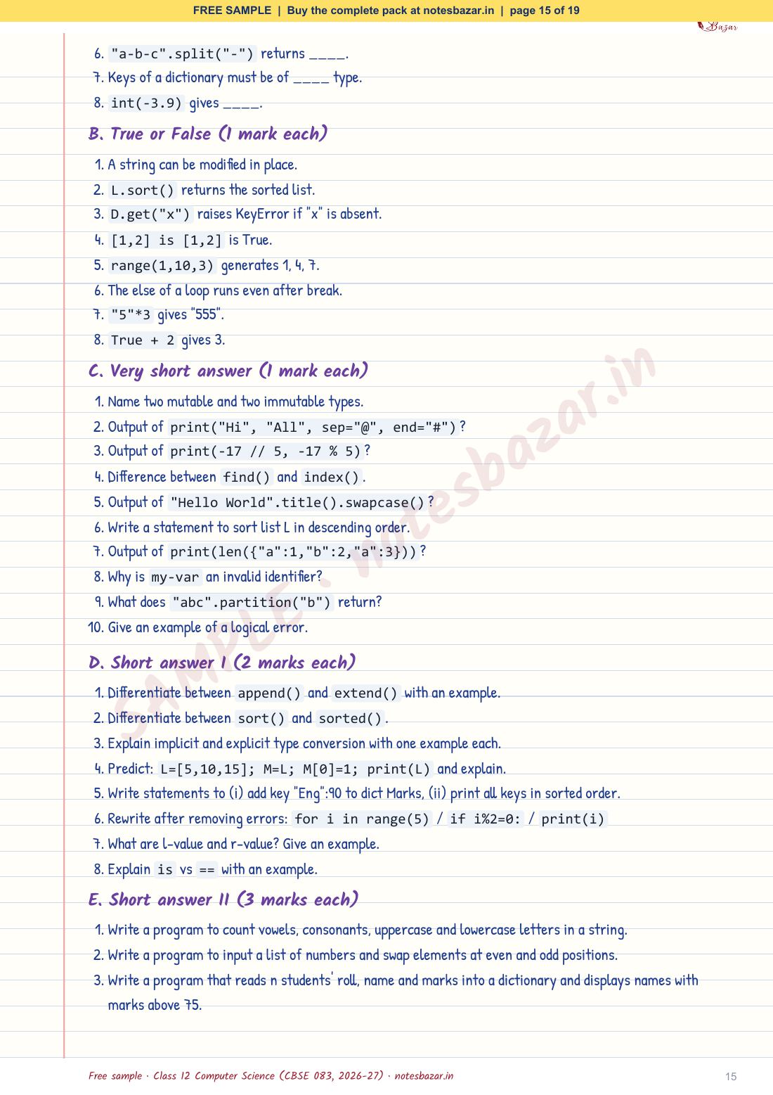 Sample page 15 of 19