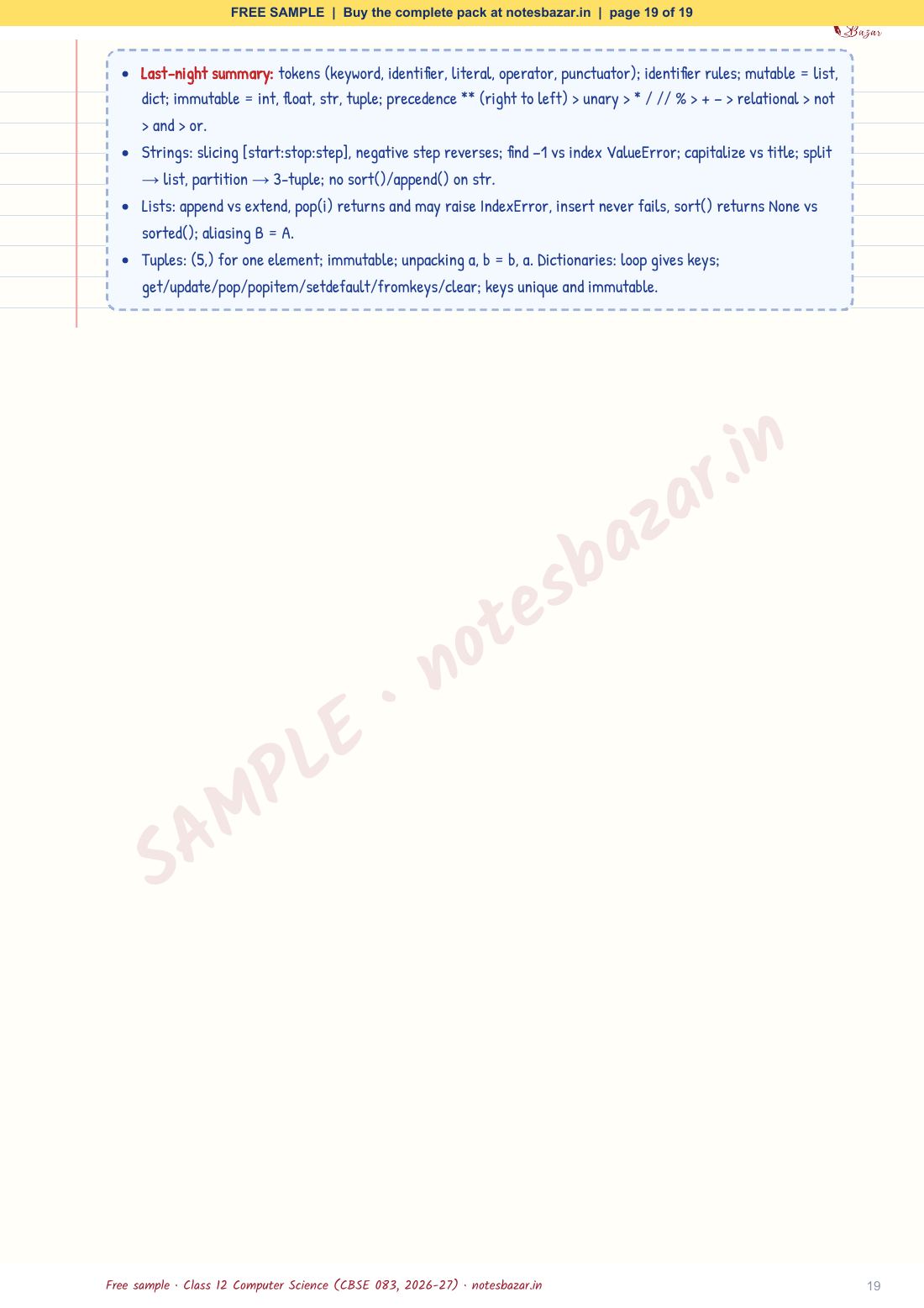 Sample page 19 of 19