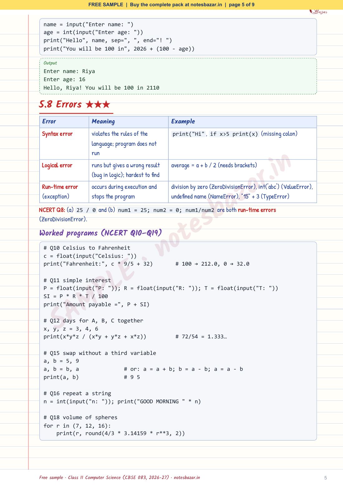 Sample page 5 of 9