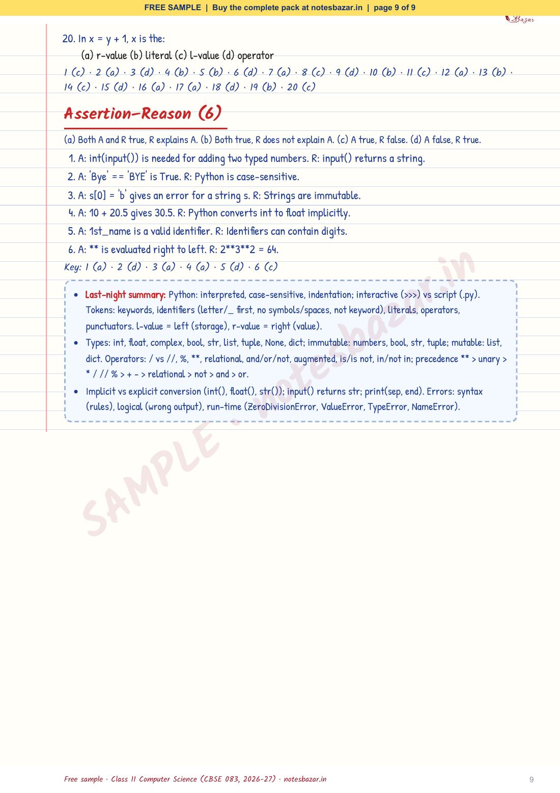 Sample page 9 of 9