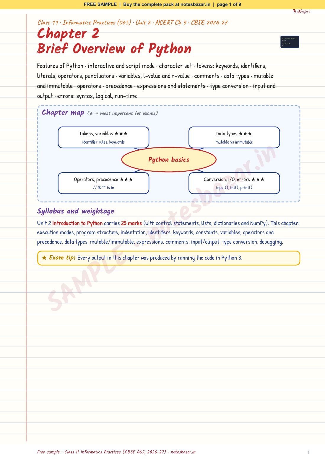 Sample page 1 of 9