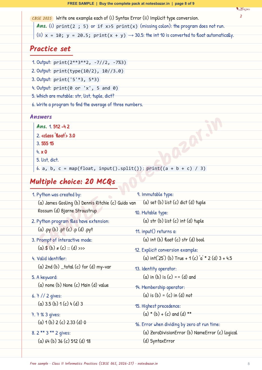 Sample page 8 of 9