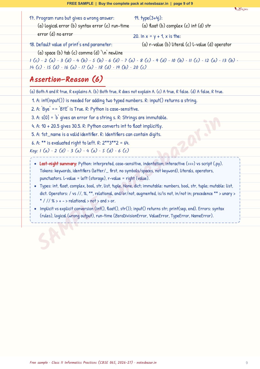 Sample page 9 of 9